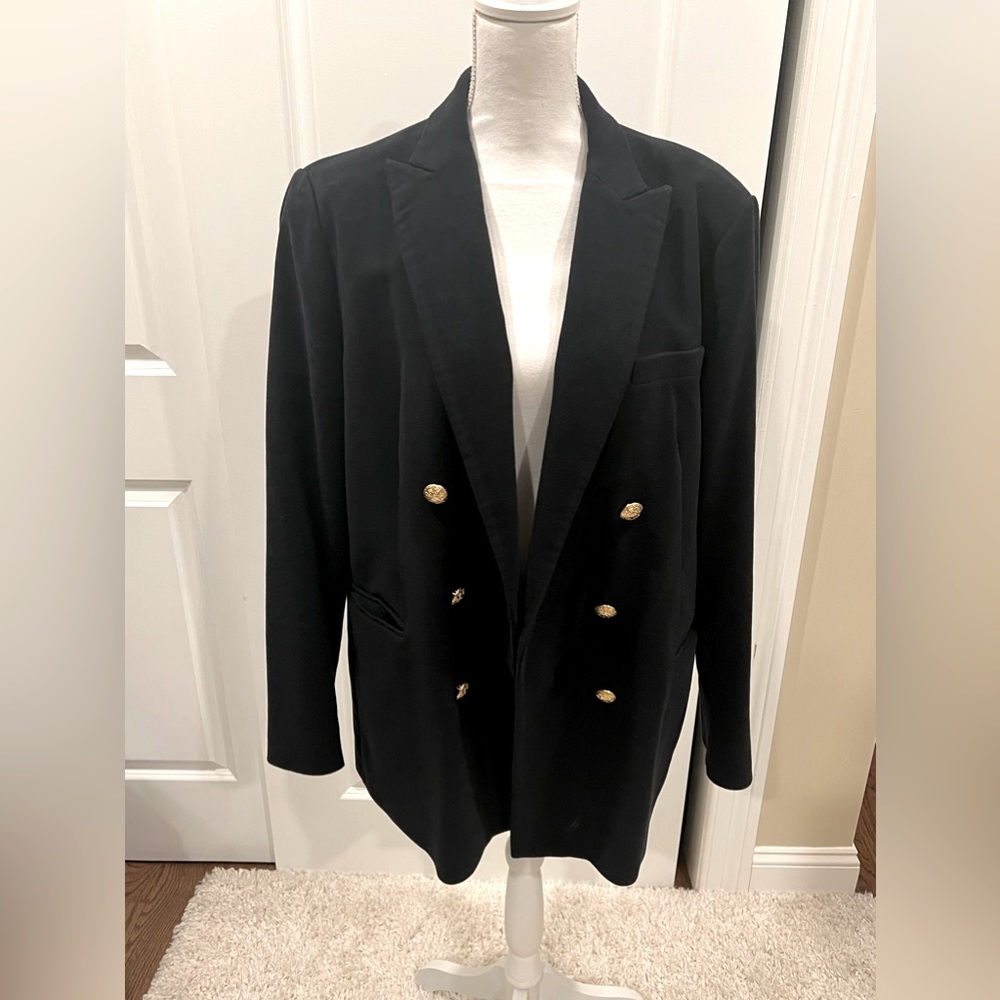 Zara dark navy blazer with gold buttons